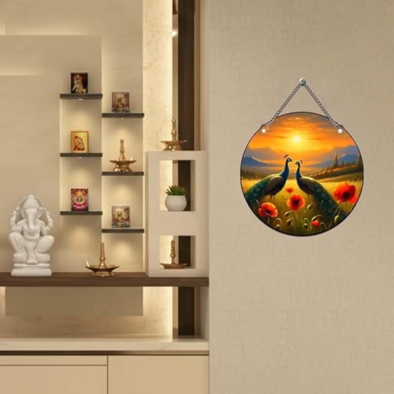 Wall Hanging Decoration Items for Home | Bedroom Mdf Designer Artwork for Living Room Ideal Gift Stylish Modern Decor Item for Hall (Peacock Wall Hanging)