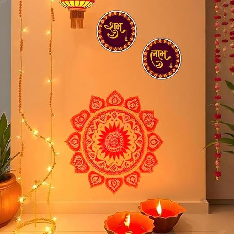 Shubh Labh Round Shape For Diwali Festival Decor Pooja Room Decor Mandir Decoration Interior Accessories Good Luck Charm Diwali Decoration Wall Art Decor