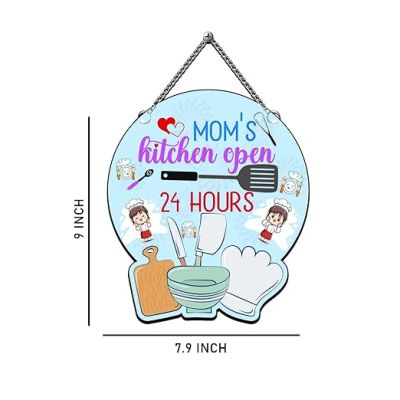 Mom's Kitchen Open 24 Hours Quote Wall Hanging Wall art & Door Hanging Frame For Kitchen, Dining, Restaurants Decor Kitchen Wall Decor Gift For Mom