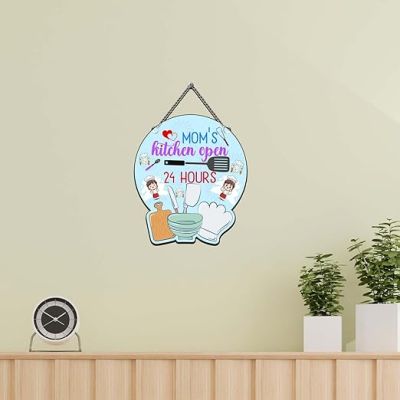 Mom's Kitchen Open 24 Hours Quote Wall Hanging Wall art & Door Hanging Frame For Kitchen, Dining, Restaurants Decor Kitchen Wall Decor Gift For Mom