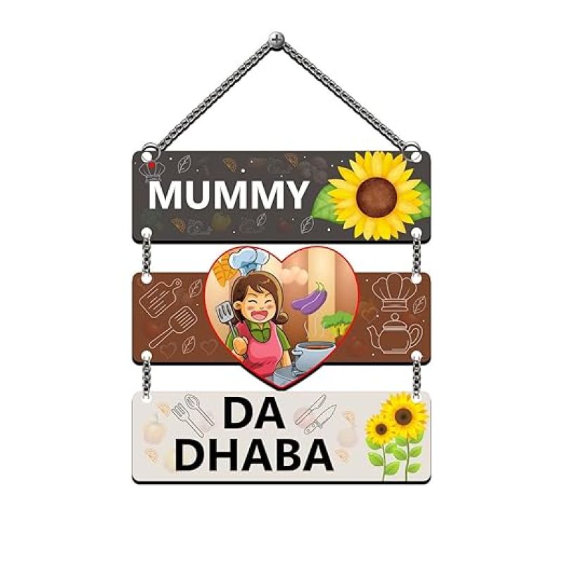 Mummy Da Dhaba Kitchen Decoration Items Wall Decor for Kitchen Gift for Mom Kitchen Decor for Dining Area Funny Quote Unique Kitchen Decor Items for Home