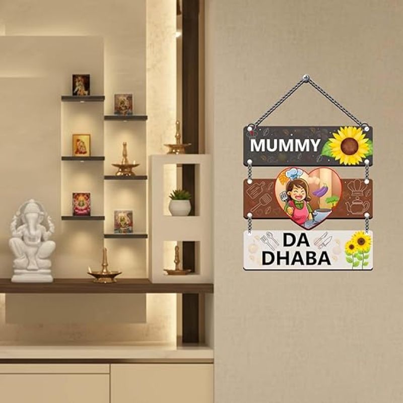 Mummy Da Dhaba Kitchen Decoration Items Wall Decor for Kitchen Gift for Mom Kitchen Decor for Dining Area Funny Quote Unique Kitchen Decor Items for Home