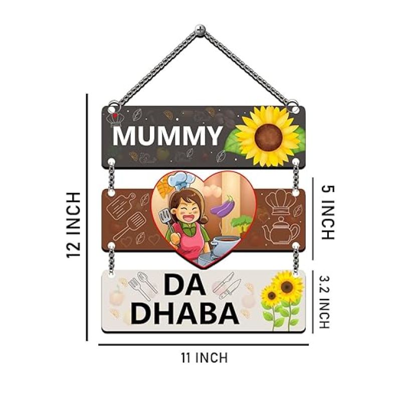 Mummy Da Dhaba Kitchen Decoration Items Wall Decor for Kitchen Gift for Mom Kitchen Decor for Dining Area Funny Quote Unique Kitchen Decor Items for Home