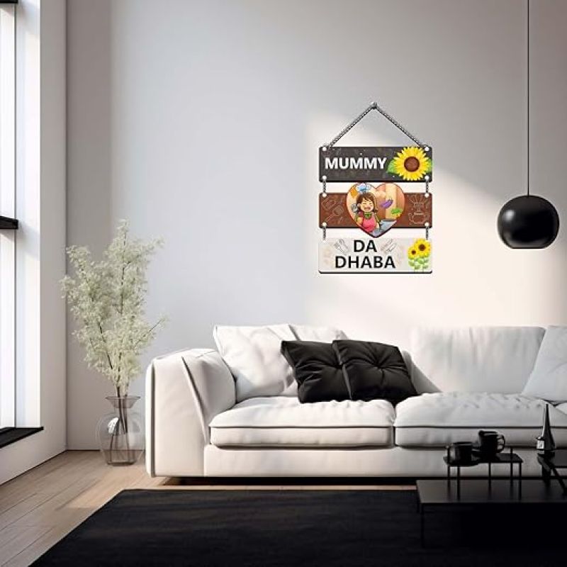 Mummy Da Dhaba Kitchen Decoration Items Wall Decor for Kitchen Gift for Mom Kitchen Decor for Dining Area Funny Quote Unique Kitchen Decor Items for Home