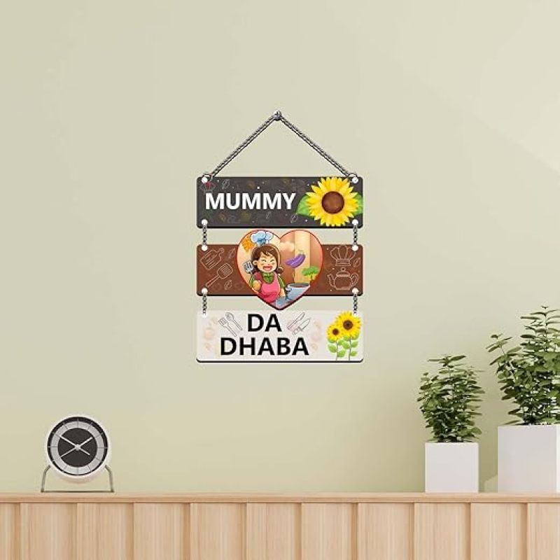 Mummy Da Dhaba Kitchen Decoration Items Wall Decor for Kitchen Gift for Mom Kitchen Decor for Dining Area Funny Quote Unique Kitchen Decor Items for Home