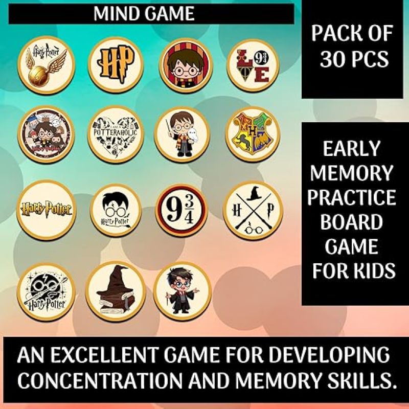 Harry Potter Matching Memory Game for Toddlers Age 3 + Year Old Preschool Wooden Card Games for Kids Learning & Education Toys Birthday Return Gift