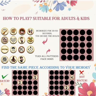 Harry Potter Matching Memory Game for Toddlers Age 3 + Year Old Preschool Wooden Card Games for Kids Learning & Education Toys Birthday Return Gift