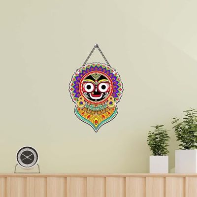 Jai Jagannath Wall Hanging for Living Room, Temple Decoration Home Décor Item Artworks Decoration Spiritual MDF Decor for Positive Vibes & Festival