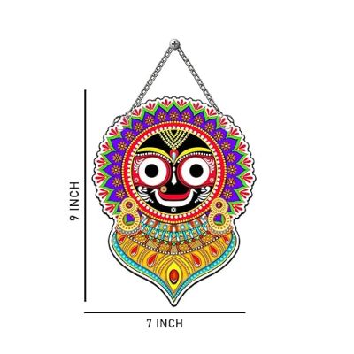 Jai Jagannath Wall Hanging for Living Room, Temple Decoration Home Décor Item Artworks Decoration Spiritual MDF Decor for Positive Vibes & Festival