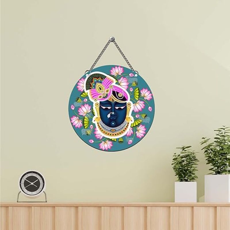 Shrinathji Wooden Wall Hanging Religious Wall Decor Items Spiritual Wall Art For Home or Office Living Room Bedroom Hall Perfect Choice For Gifting