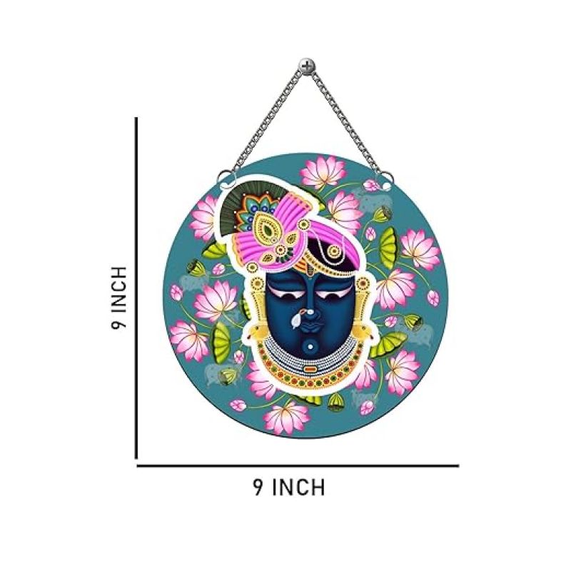 Shrinathji Wooden Wall Hanging Religious Wall Decor Items Spiritual Wall Art For Home or Office Living Room Bedroom Hall Perfect Choice For Gifting
