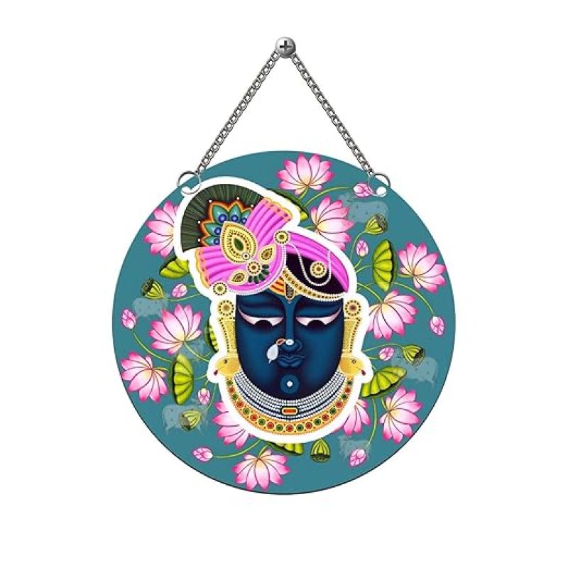 Shrinathji Wooden Wall Hanging Religious Wall Decor Items Spiritual Wall Art For Home or Office Living Room Bedroom Hall Perfect Choice For Gifting