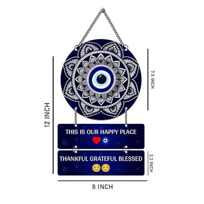 This Is Our Happy Place Wall Hanging for Home Evil Eye Door Hanging Home Decor Items Office & Living Room Modern Artworks Quotes Decorative Items Wall Art Decor