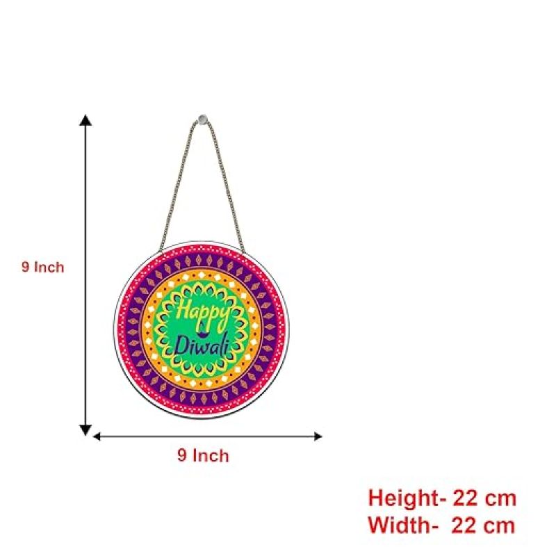 Happy Diwali Wooden Wall Hanging Festive Diwali Decoration Items for Home Wall Art Decor for Pooja Room, Living Room, Bedroom Shubh Deepawali Wall Art Hanging