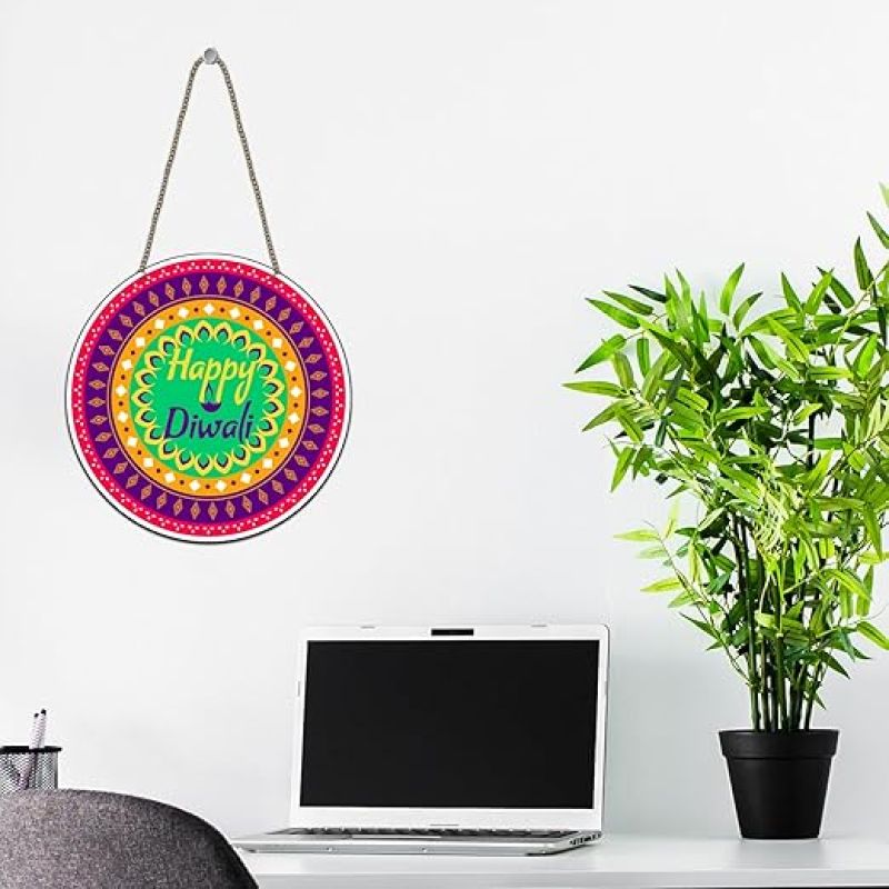 Happy Diwali Wooden Wall Hanging Festive Diwali Decoration Items for Home Wall Art Decor for Pooja Room, Living Room, Bedroom Shubh Deepawali Wall Art Hanging