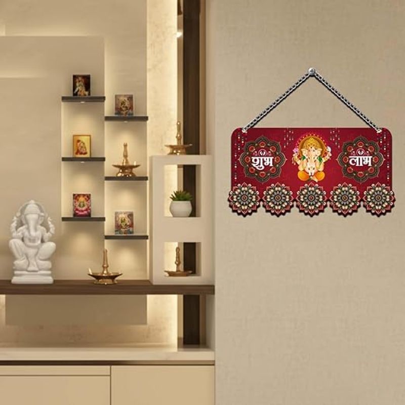Diwali Wall Hanging Shubh Labh Quote Wall Art Decor Festive Home Decoration For Bedroom, Living Room, Pooja Room Artwork Decor Items for Living Room