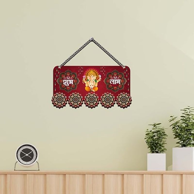 Diwali Wall Hanging Shubh Labh Quote Wall Art Decor Festive Home Decoration For Bedroom, Living Room, Pooja Room Artwork Decor Items for Living Room