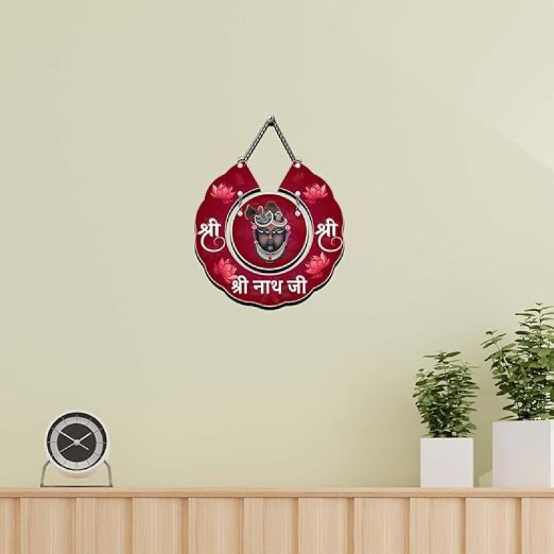Shrinath Ji Wooden Wall Hanging Spiritual Home Decor Religious Gift Items Wall Decor For Bedroom, Living Room, Pooja Room Traditional Wall Art