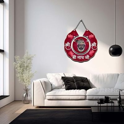 Shrinath Ji Wooden Wall Hanging Spiritual Home Decor Religious Gift Items Wall Decor For Bedroom, Living Room, Pooja Room Traditional Wall Art