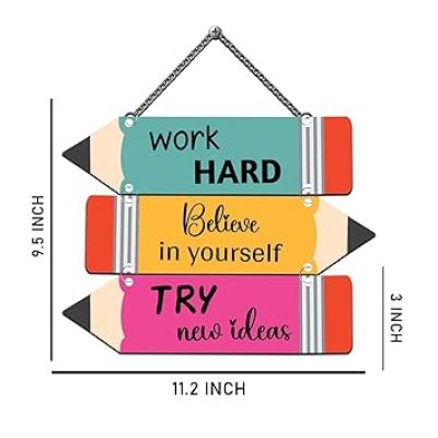 Work Hard Believe In Your Self Inspirational Quote Wall Hanging For Home Decor Living Room Office Gifts Wall Artwork For Hall Decor Motivational Wall Decor