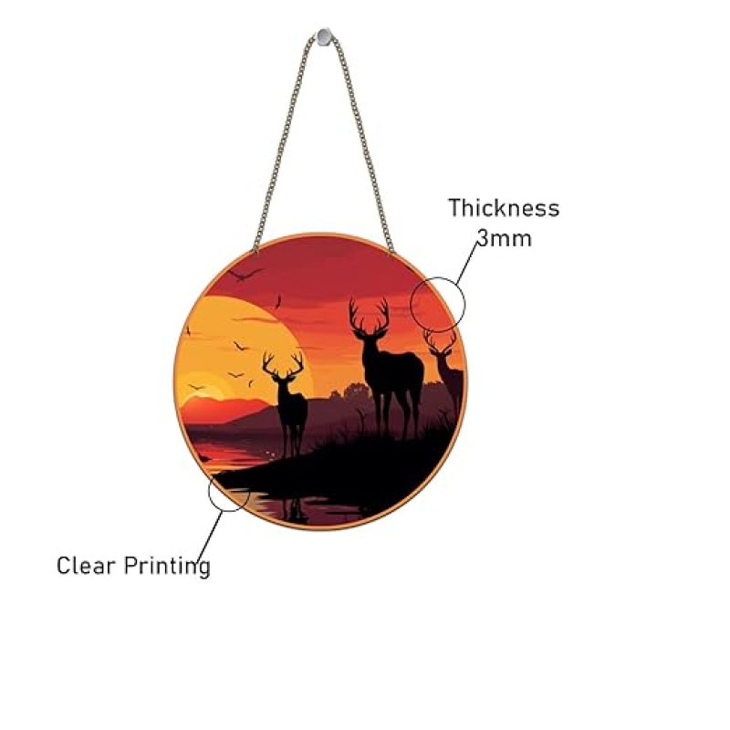 Wooden Deer Animal Wall Hanging Sunset Scenery Wall Art Decor For Living Room Bedroom Home Decor Office Nature Wall Decoration