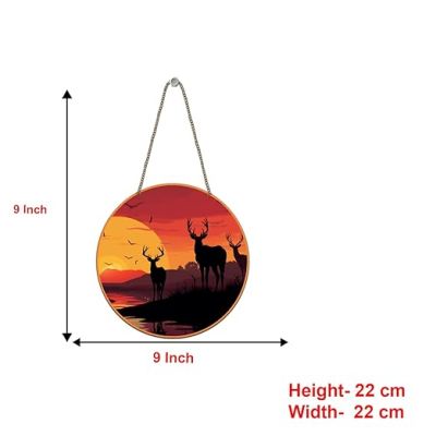 Wooden Deer Animal Wall Hanging Sunset Scenery Wall Art Decor For Living Room Bedroom Home Decor Office Nature Wall Decoration