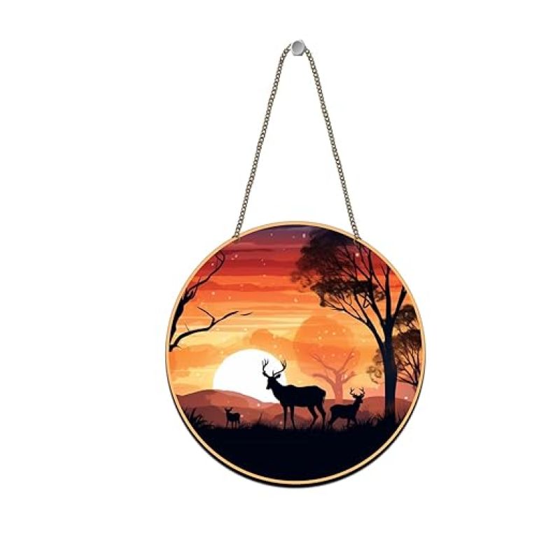 Deer Forest Scenery Wall Hanging for Living Room and Bedroom Decorative Showpiece for Wall Decor Modern Decor Artwork Wall Sculpture