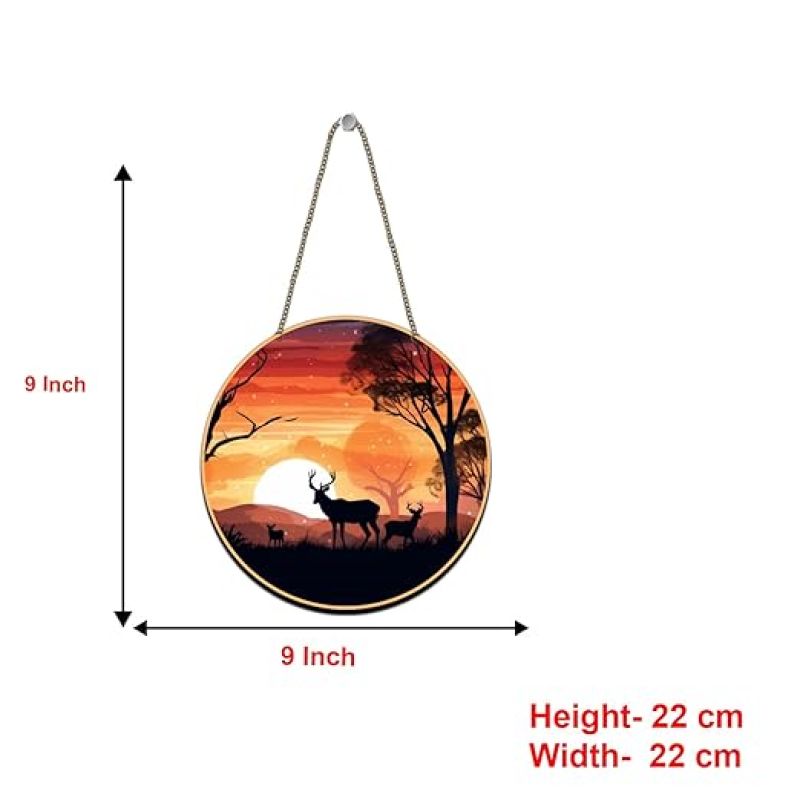 Deer Forest Scenery Wall Hanging for Living Room and Bedroom Decorative Showpiece for Wall Decor Modern Decor Artwork Wall Sculpture