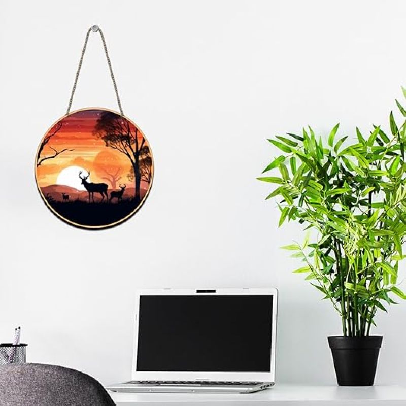 Deer Forest Scenery Wall Hanging for Living Room and Bedroom Decorative Showpiece for Wall Decor Modern Decor Artwork Wall Sculpture