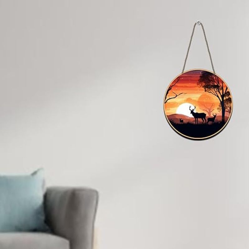 Deer Forest Scenery Wall Hanging for Living Room and Bedroom Decorative Showpiece for Wall Decor Modern Decor Artwork Wall Sculpture