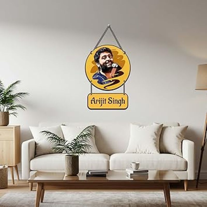 Wooden Wall Hanging Famous Singer Arijit Singh Wall Art Decor For Bedroom, Living Room, Hall, Music Room Decoration Gift for Music Lovers & Fans