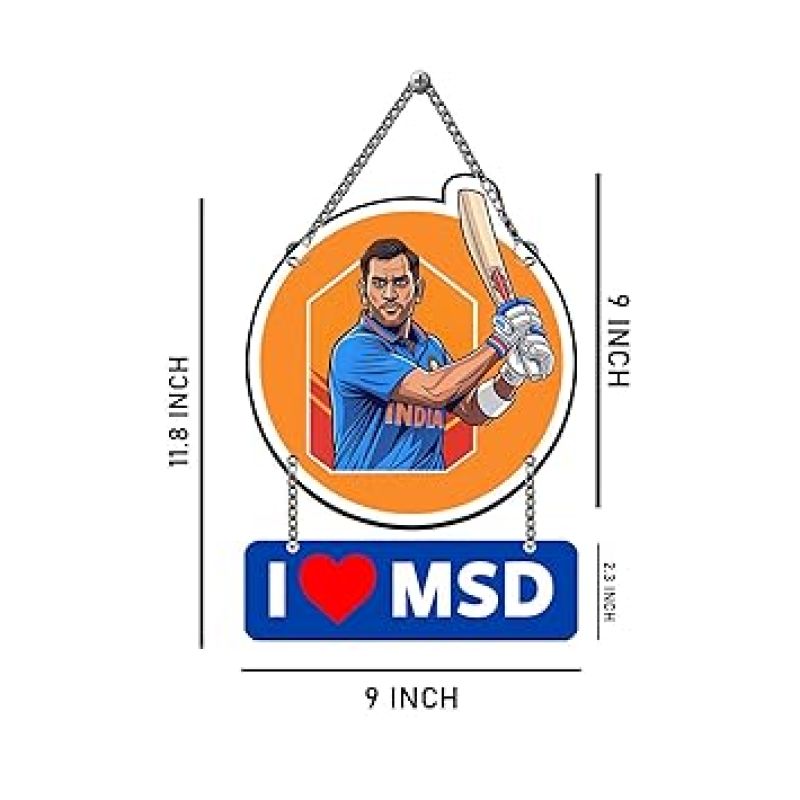 Cricketer Wooden Wall Hanging For Living Room, Bedroom, Hall & Home Decor Gift For Cricket Lover & Ms Dhoni Fans Wall Art For Home Decoration