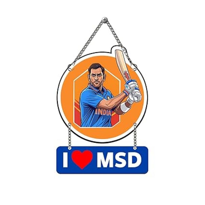 Cricketer Wooden Wall Hanging For Living Room, Bedroom, Hall & Home Decor Gift For Cricket Lover & Ms Dhoni Fans Wall Art For Home Decoration