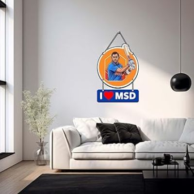 Cricketer Wooden Wall Hanging For Living Room, Bedroom, Hall & Home Decor Gift For Cricket Lover & Ms Dhoni Fans Wall Art For Home Decoration