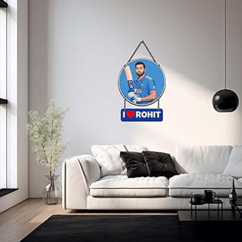 I Love Rohit Sharma Wooden Wall Hanging | Gift For Cricket Lover & Rohit Fans | Wall Art For Hall, Living Room, Bedroom | Home Decor Wall Hanging