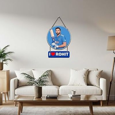I Love Rohit Sharma Wooden Wall Hanging | Gift For Cricket Lover & Rohit Fans | Wall Art For Hall, Living Room, Bedroom | Home Decor Wall Hanging