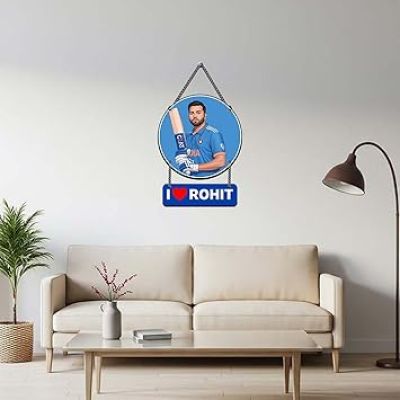 I Love Rohit Sharma Wooden Wall Hanging | Gift For Cricket Lover & Rohit Fans | Wall Art For Hall, Living Room, Bedroom | Home Decor Wall Hanging