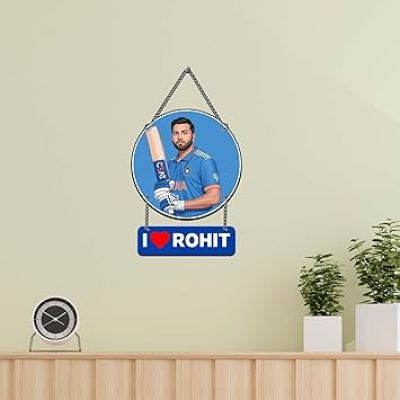 I Love Rohit Sharma Wooden Wall Hanging | Gift For Cricket Lover & Rohit Fans | Wall Art For Hall, Living Room, Bedroom | Home Decor Wall Hanging