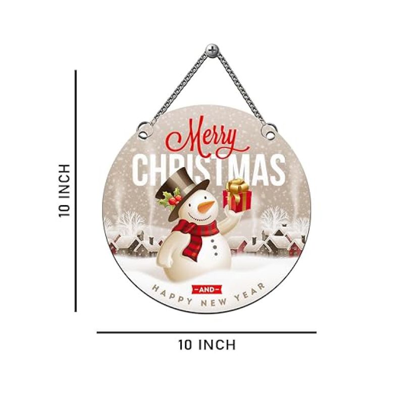 Merry Christmas & Happy New Year Wooden Wall Hanging For Living Room, Bedroom, Hall & Office Wall Art Decor Church Decoration Gift For Christian Friend