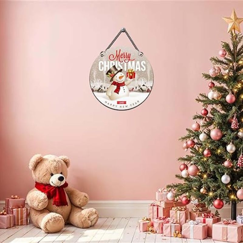 Merry Christmas & Happy New Year Wooden Wall Hanging For Living Room, Bedroom, Hall & Office Wall Art Decor Church Decoration Gift For Christian Friend