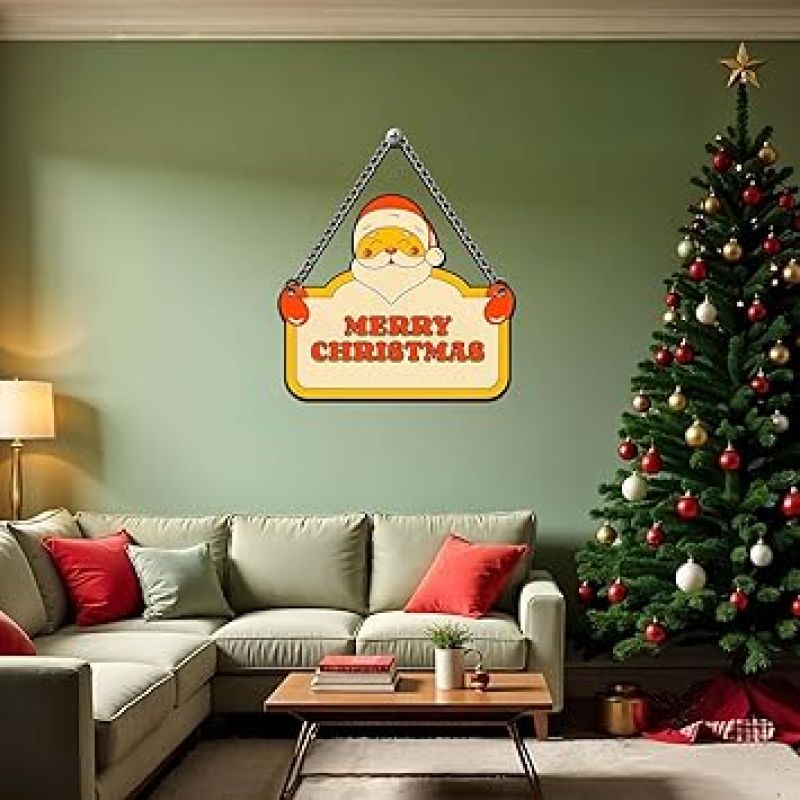Merry Christmas With Santa Claus Wooden Wall Hanging For Kids Room Decoration Gift For Christian Friend On Christmas Wall Art Decor Christmas Decorations Items
