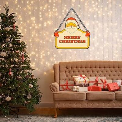 Merry Christmas With Santa Claus Wooden Wall Hanging For Kids Room Decoration Gift For Christian Friend On Christmas Wall Art Decor Christmas Decorations Items