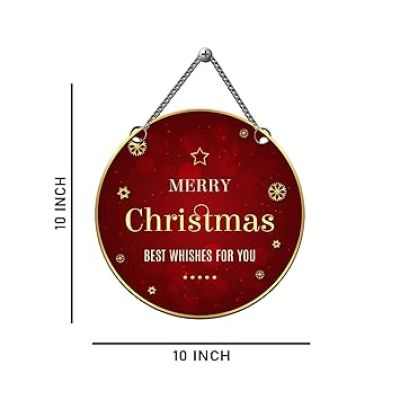 Merry Christmas and Happy New Year Printed Wall Hanging For Living Room, Hall & Office Christmas Home Decorations Items Wall Art Decor
