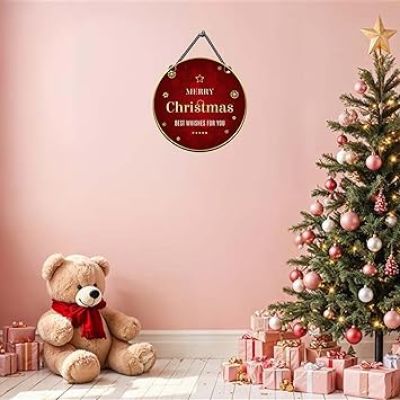 Merry Christmas and Happy New Year Printed Wall Hanging For Living Room, Hall & Office Christmas Home Decorations Items Wall Art Decor