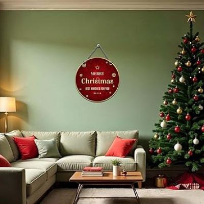 Merry Christmas and Happy New Year Printed Wall Hanging For Living Room, Hall & Office Christmas Home Decorations Items Wall Art Decor