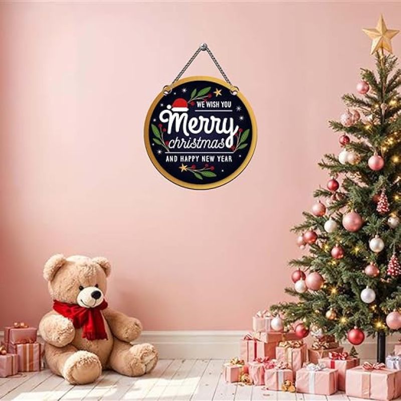 We Wish You Merry Christmas & Happy New Year Wooden Wall Hanging For Home & Office Decoration Christmas Gift Items Wall Art Decor For Living Room, Bedroom