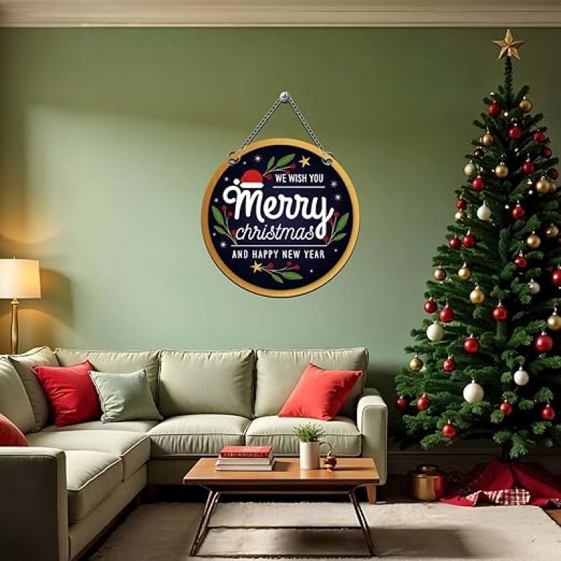 We Wish You Merry Christmas & Happy New Year Wooden Wall Hanging For Home & Office Decoration Christmas Gift Items Wall Art Decor For Living Room, Bedroom