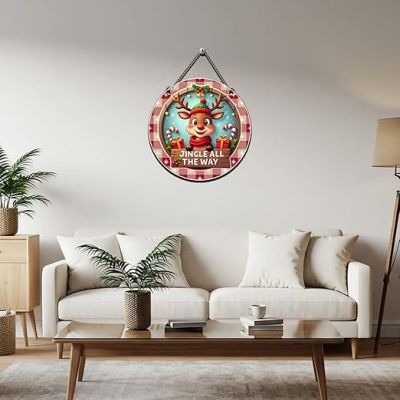 Wooden Christmas Jingle All The Way Wall Hanging Indoor Outdoor Wall Decorative for Home, Classroom, Office Christmas Home Decor Kids Room Decor