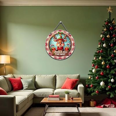 Wooden Christmas Jingle All The Way Wall Hanging Indoor Outdoor Wall Decorative for Home, Classroom, Office Christmas Home Decor Kids Room Decor