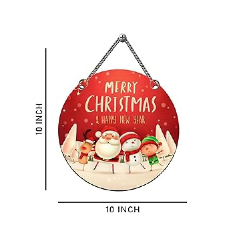 Merry Christmas & Happy New Year Printed Wall Hanging Decorative Item for Home Office Living Room Bedroom Christmas Decorative Items & Gift